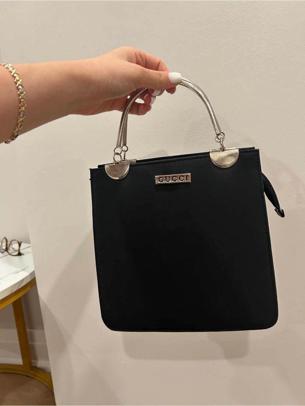 Black Top-Handle Tote Bag